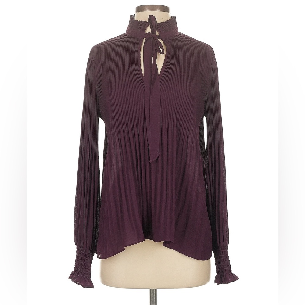 Max Studio Multicolored Long Sleeve Pleated Blouse